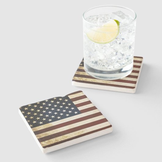 Vintage-USA-Flagge Steinuntersetzer (Seitenansicht)