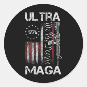 Vintage-USA-Flagge Ultra Mega Gun USA 4. Juli Tr Runder Aufkleber