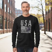 Vintage-USA-Flaggen-Schädel-Grafik-Langarm-T-Shirt