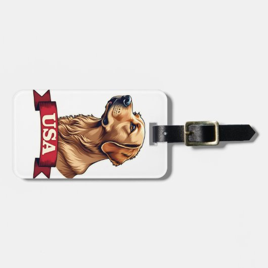 Vintage USA Golden Retriever Engraving Shirt Gepäckanhänger (Vorderseite horizontal)