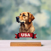 Vintage USA Golden Retriever Gravur Shirt 4 Acrylschild (Neutral)