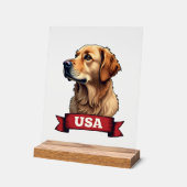 Vintage USA Golden Retriever Gravur Shirt 4 Acrylschild (Winkel)
