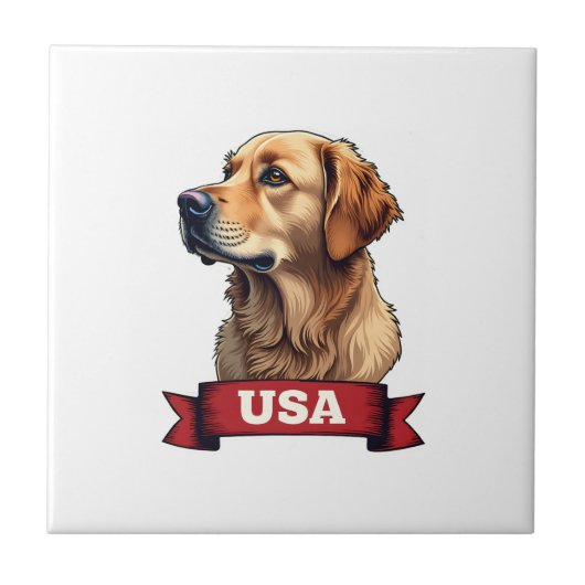 Vintage-USA-Golden-Retriever-Gravur-Shirt 4 Fliese (Vorderseite)