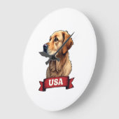 Vintage USA Golden Retriever Gravur-Shirt 4 Große Wanduhr (Winkel)