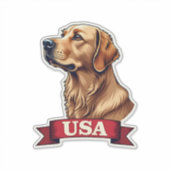 Vintage USA Golden Retriever Gravur-Shirt Aufkleber (Vorderseite)