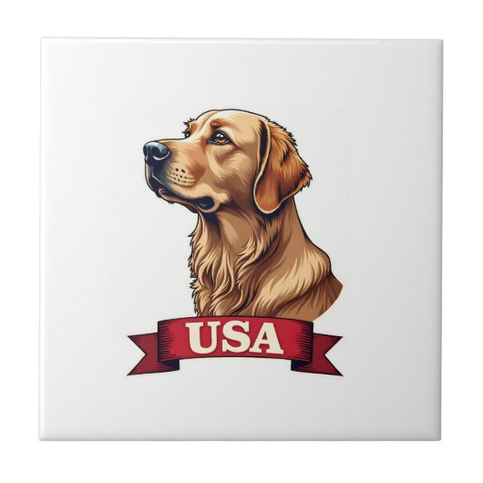 Vintage USA Golden Retriever Gravur-Shirt Fliese (Vorderseite)