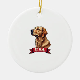 Vintage USA Golden Retriever Gravur-Shirt Keramik Ornament