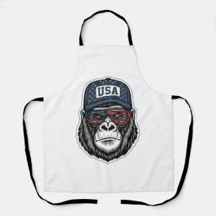 Vintage USA Gorilla Sonnenbrille Patrioten-Shirt D Schürze