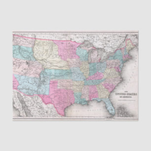 Vintage USA Karte (1857) Seidenpapier