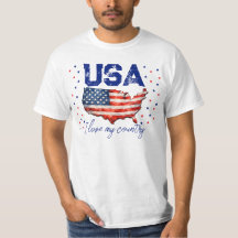 Vintage USA Karte Patriotisches T-Shirt - Ich lieb