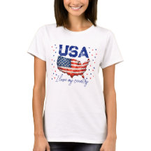 Vintage USA Karte Patriotisches T-Shirt - Ich lieb