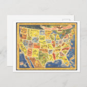 Vintage USA Karte Puzzle Postkarte (Vorne/Hinten)
