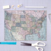 Vintage USA-Karte Seidenpapier (Handwerk)