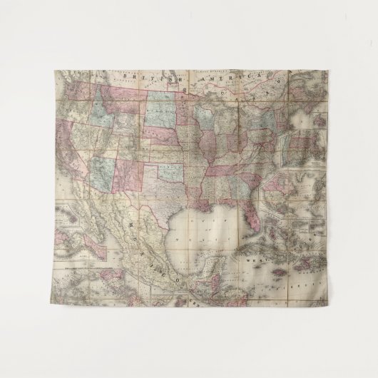 Vintage USA-Karte Wandteppich (Vorderseite (Horizontal))