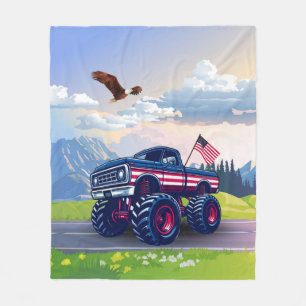 Vintage, USA Monstertruck Fleecedecke