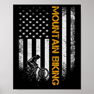 Vintage-USA-Mountainbike-Amerikanische-Flagge-Fahr Poster