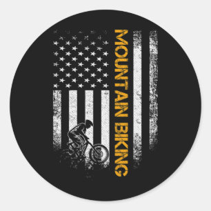 Vintage Usa Mountainbike Amerikanische Flagge Fahr Runder Aufkleber