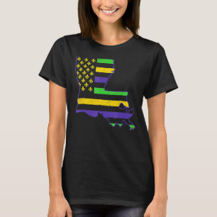 Vintage USA New Orleans Mardi Gras Flag Fleur De L T-Shirt