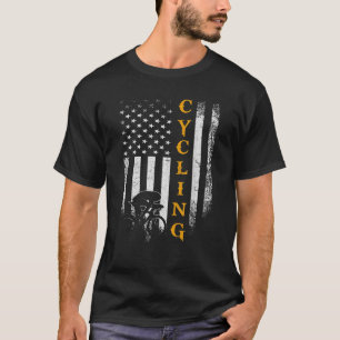 Vintage USA-Radsportler Amerikanische Flagge Fahrr T-Shirt