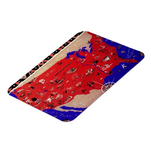 Vintage USA Reisebüro Karte Magnet (Linke Seite)