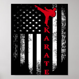 Vintage USA Rot-Weiß-Karate-Amerikanische-Flagge Poster
