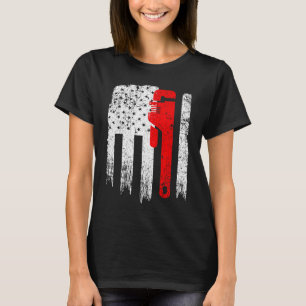 Vintage USA Rot Weiß Klempner Amerikanische Flagge T-Shirt