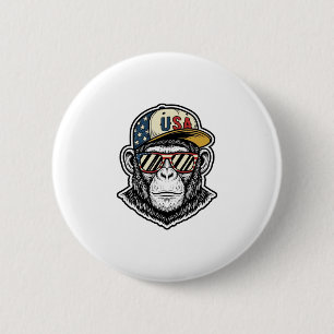 Vintage USA Schimpanse Patrioten-Sonnenbrille-Shir Button