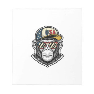 Vintage USA Schimpanse Patrioten-Sonnenbrille-Shir Notizblock