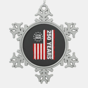 Vintage USA Semiquincentennial 250. Jubiläum Schneeflocken Zinn-Ornament