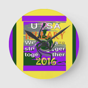 Vintage USA Stärker Zusammen Abstract Art Druck Runde Wanduhr
