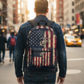 Vintage USMC Marine Corps American Flag Patriotic  Bedruckter Rucksack