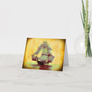 Vintage- USS Monongahela-Segelschiff-Notizkarte Feiertagskarte