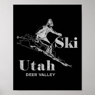 Vintage Utah Deer Valley Skis-Shirt Poster