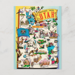 Vintage Utah-Karte Postkarte
