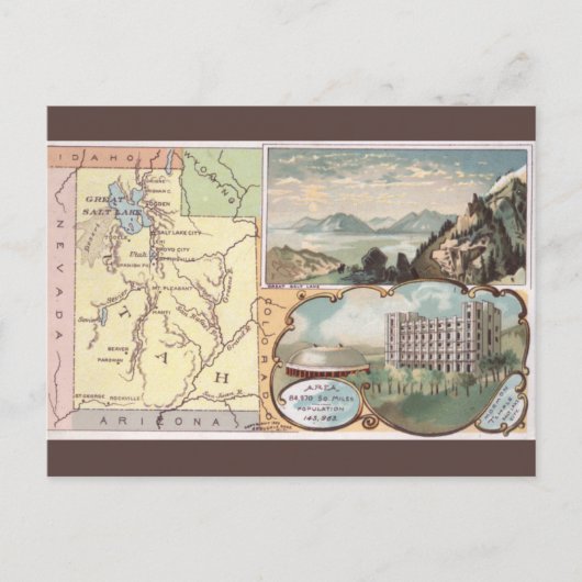 Vintage Utah Map Postkarte (Vorderseite)