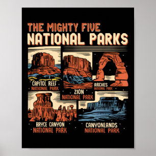 Vintage Utah Mighty Five 5 Nationalparks Wandern C Poster