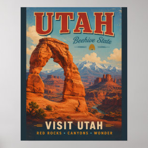 Vintage Utah Red Rocks Reiseplakat mit Bienenstock Poster