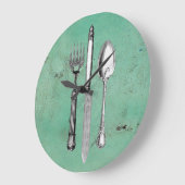 Vintage Utensil Große Wanduhr (Winkel)