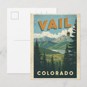 Vintage Vail Colorado Outdoor-Seilbahn-Souvenirs Postkarte