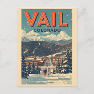 Vintage Vail Colorado Outdoor Winter Schnee Ski Postkarte