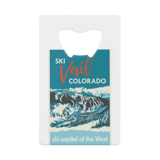 Vintage Vail Skiposter Geldbeutel Flaschenöffner (Vorderseite)