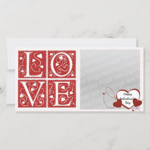 Vintage Valentin-Liebe mit Stencil-Zeichen Feiertagskarte