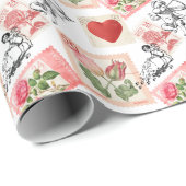 Vintage Valentinakupide und Briefmarke Geschenkpapier (Rolleneckpunkt)