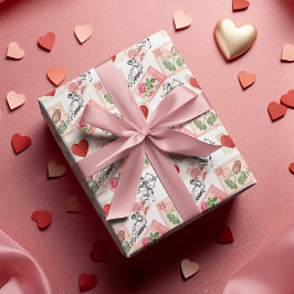 Vintage Valentinakupide und Briefmarke Geschenkpapier