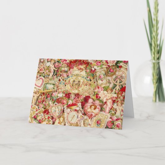 Vintage ValentinCollage Feiertagskarte (Vorderseite)