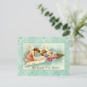 Vintage Valentine Angels Feiertagspostkarte (Stehend Vorderseite)