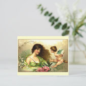 Vintage Valentine Aphrodite und Cupid Feiertagspostkarte (Stehend Vorderseite)