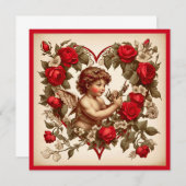 Vintage Valentine Art Liebe cupid Dankeskarte (Vorne/Hinten)