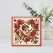 Vintage Valentine Art Liebe cupid Dankeskarte (Stehend Vorderseite)