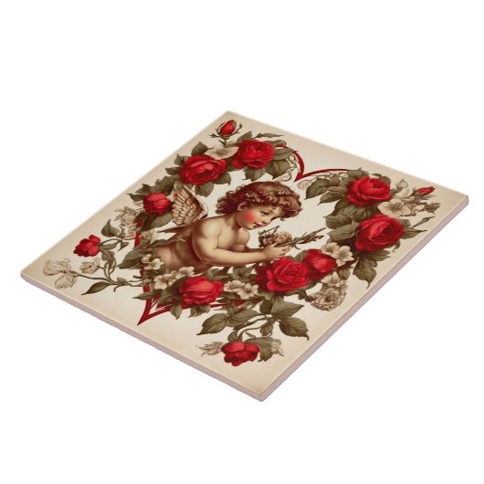 Vintage Valentine Art Liebe cupid Fliese (Seite)